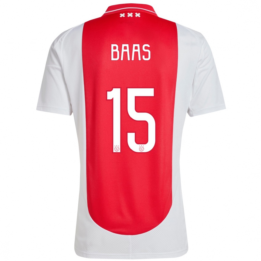 Kids Football Youri Baas #15 Red White Home Jersey 2024/25 T-Shirt Canada