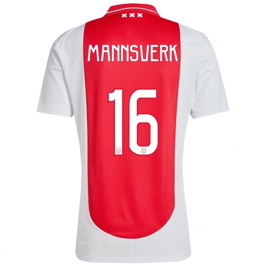 Enfant Football Maillot Sivert Mannsverk #16 Rouge Blanc Tenues Domicile 2024/25 Canada