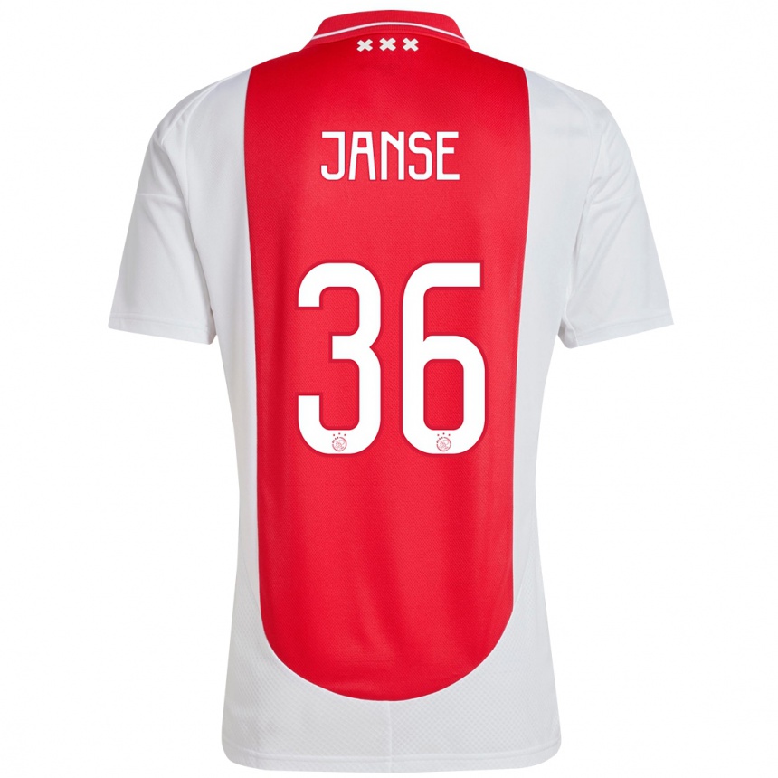 Enfant Football Maillot Dies Janse #36 Rouge Blanc Tenues Domicile 2024/25 Canada