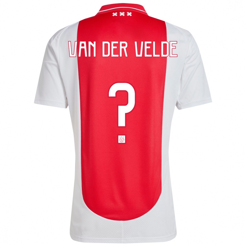 Kids Football Valentijn Van Der Velde #0 Red White Home Jersey 2024/25 T-Shirt Canada