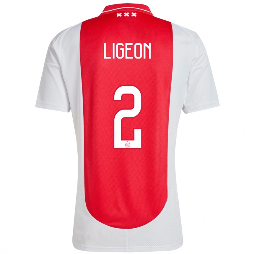 Enfant Football Maillot Ruben Ligeon #2 Rouge Blanc Tenues Domicile 2024/25 Canada