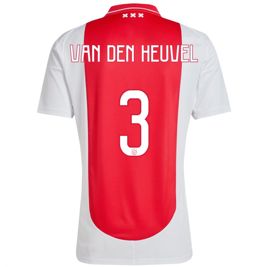 Enfant Football Maillot Nino Van Den Heuvel #3 Rouge Blanc Tenues Domicile 2024/25 Canada