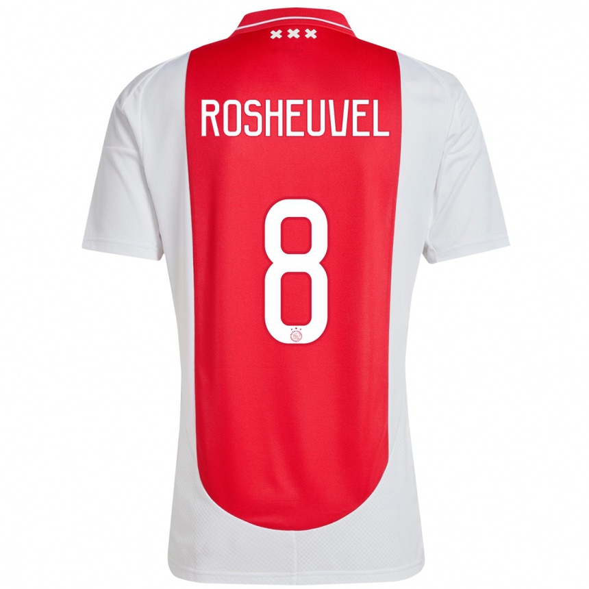 Kids Football Darren Rosheuvel #8 Red White Home Jersey 2024/25 T-Shirt Canada