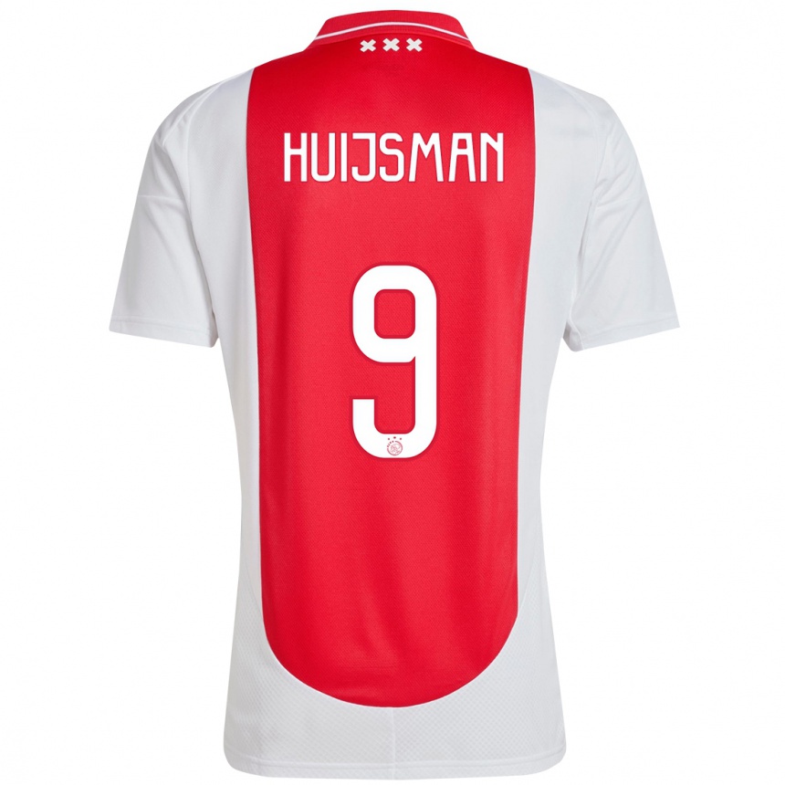 Enfant Football Maillot Mitchi Huijsman #9 Rouge Blanc Tenues Domicile 2024/25 Canada