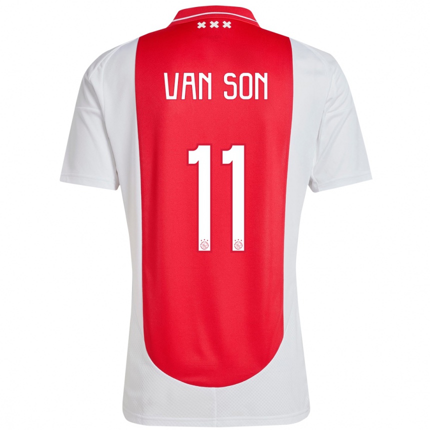 Enfant Football Maillot Daniël Van Son #11 Rouge Blanc Tenues Domicile 2024/25 Canada