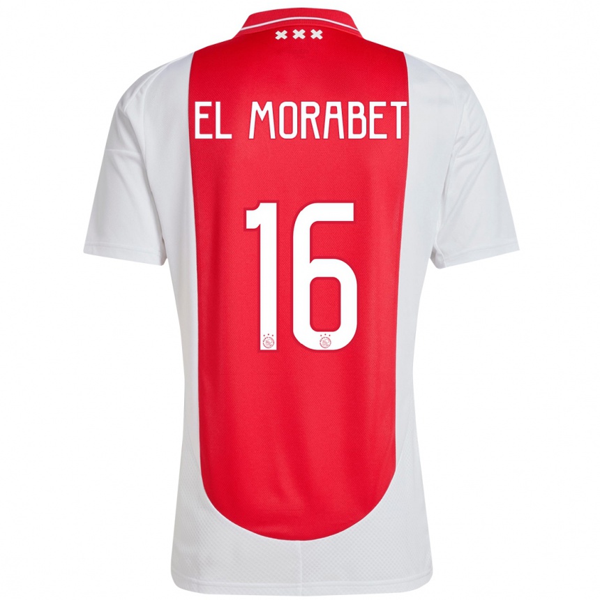 Kids Football Younes El Morabet #16 Red White Home Jersey 2024/25 T-Shirt Canada