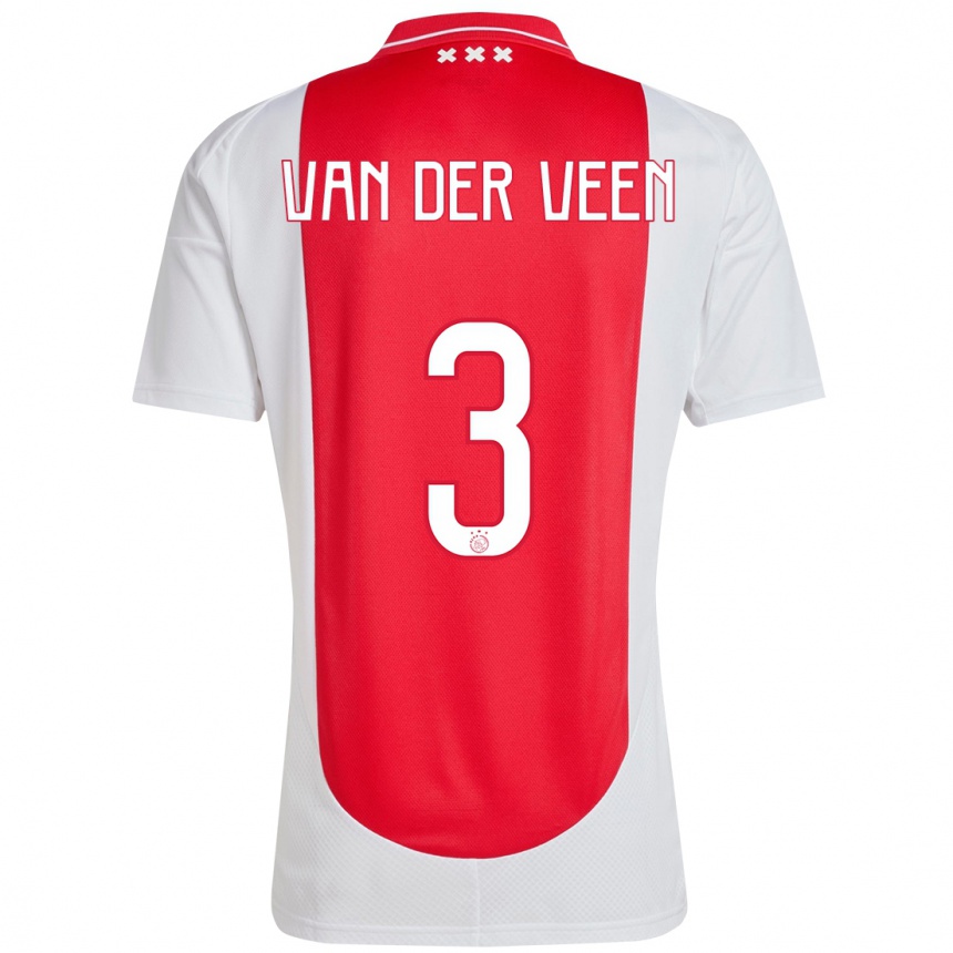 Enfant Football Maillot Roos Van Der Veen #3 Rouge Blanc Tenues Domicile 2024/25 Canada