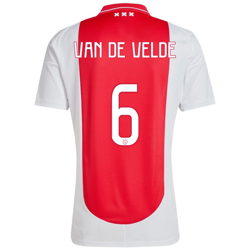 Enfant Football Maillot Jonna Van De Velde #6 Rouge Blanc Tenues Domicile 2024/25 Canada