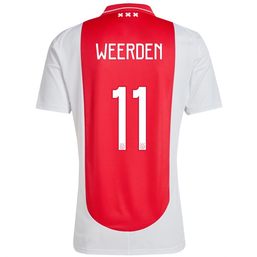 Enfant Football Maillot Ashleigh Weerden #11 Rouge Blanc Tenues Domicile 2024/25 Canada