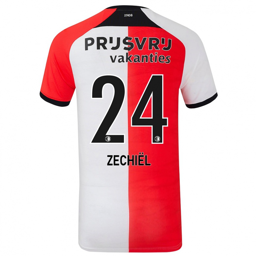 Enfant Football Maillot Gjivai Zechiël #24 Rouge Blanc Tenues Domicile 2024/25 Canada