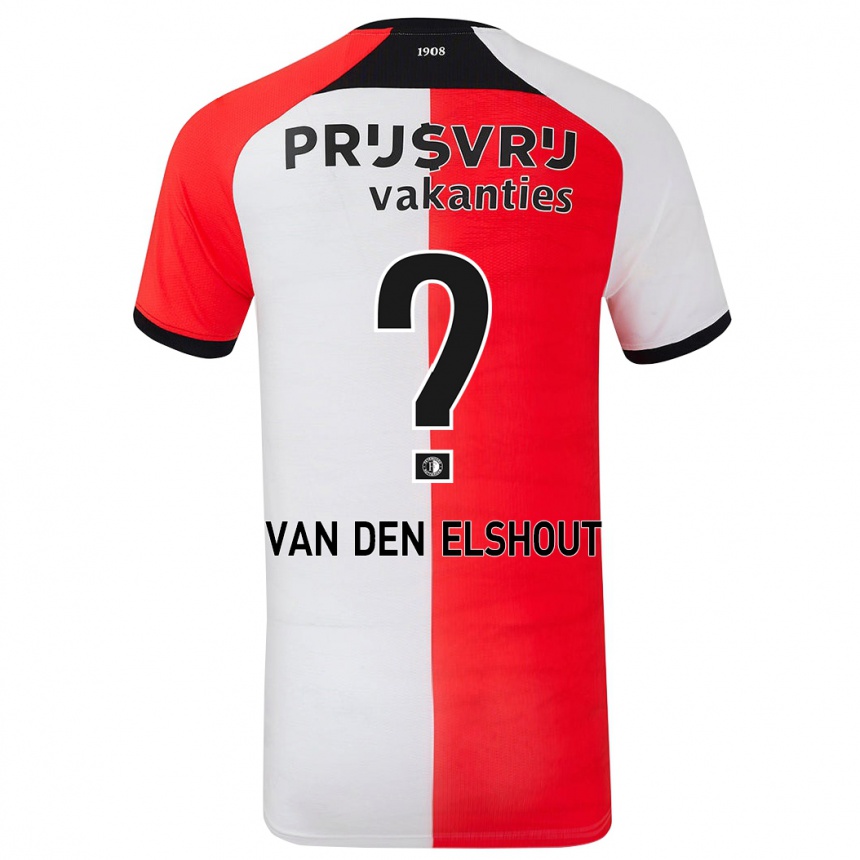 Kids Football Tobias Van Den Elshout #0 Red White Home Jersey 2024/25 T-Shirt Canada