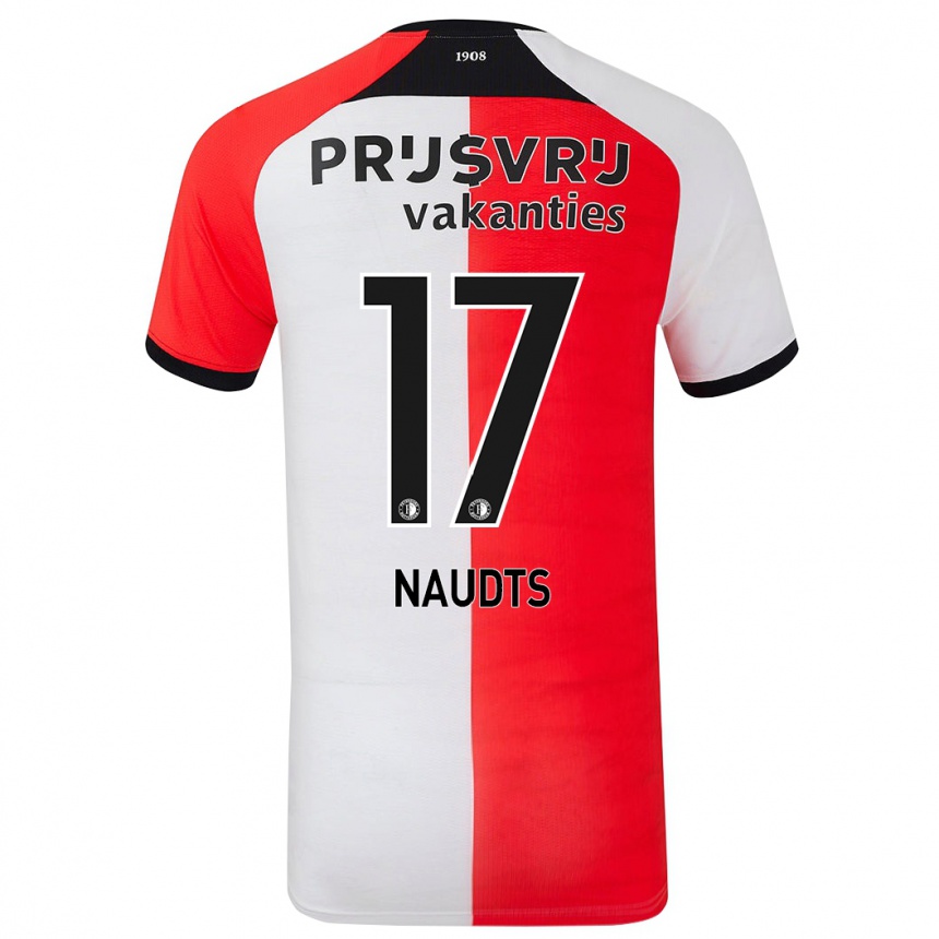 Kids Football Jamir Naudts #17 Red White Home Jersey 2024/25 T-Shirt Canada