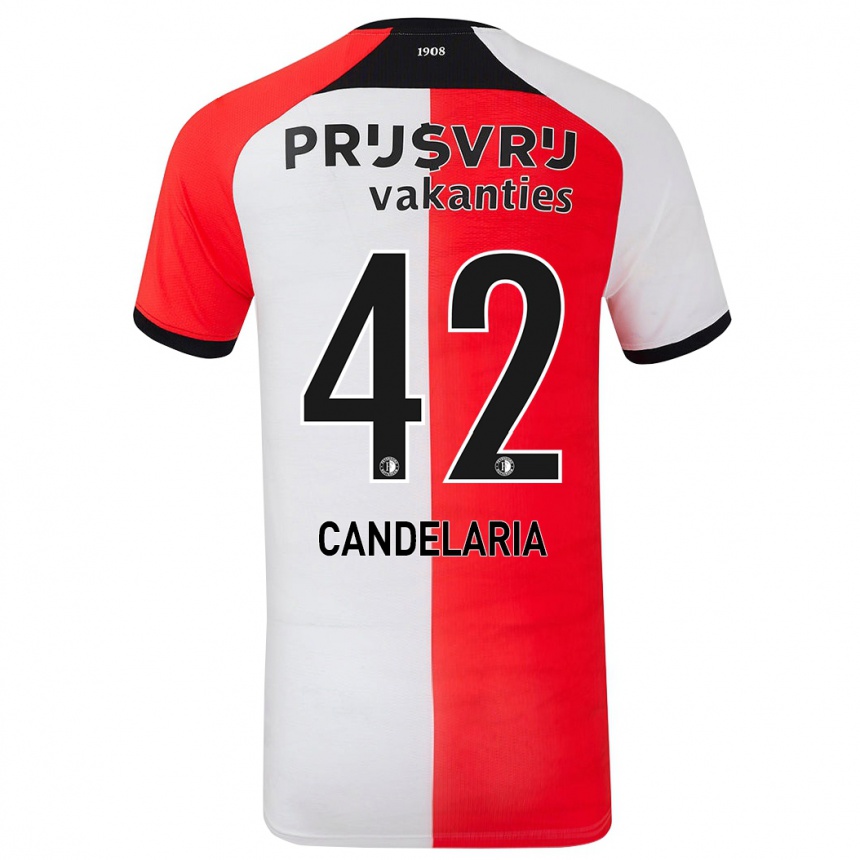 Enfant Football Maillot Jayden Candelaria #42 Rouge Blanc Tenues Domicile 2024/25 Canada