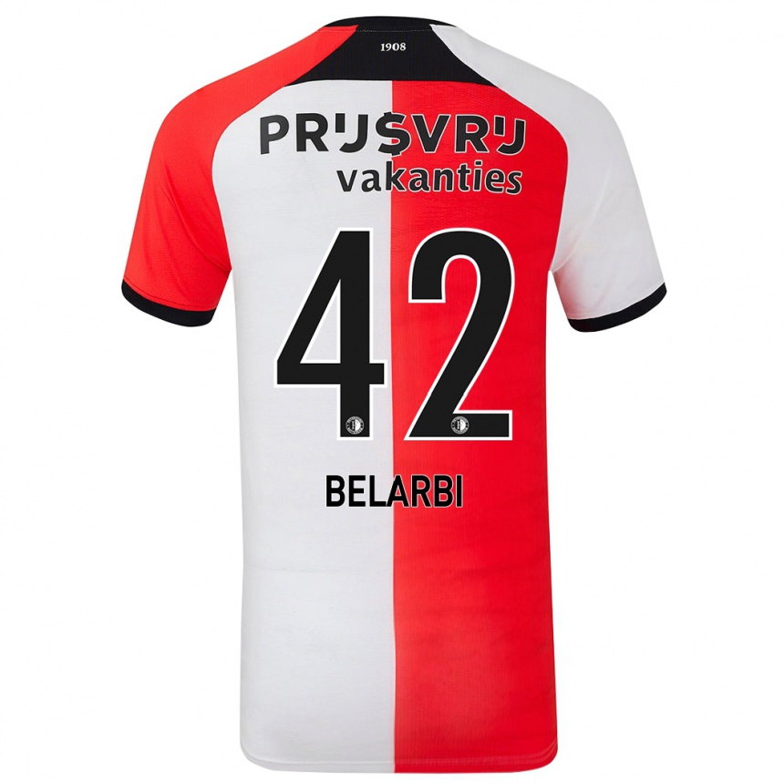 Enfant Football Maillot Abdel Belarbi #42 Rouge Blanc Tenues Domicile 2024/25 Canada