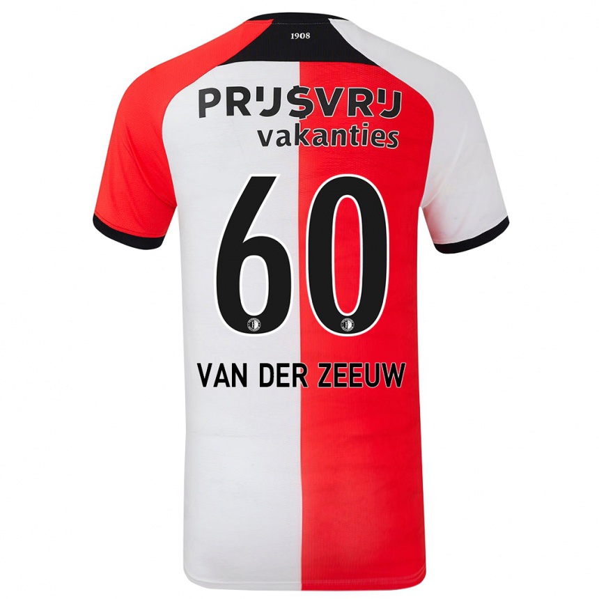 Kids Football Twan Van Der Zeeuw #60 Red White Home Jersey 2024/25 T-Shirt Canada