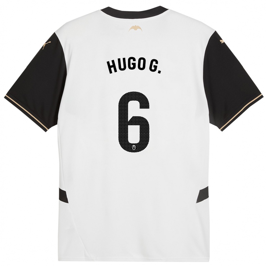 Enfant Football Maillot Hugo Guillamón #6 Blanc Noir Tenues Domicile 2024/25 Canada