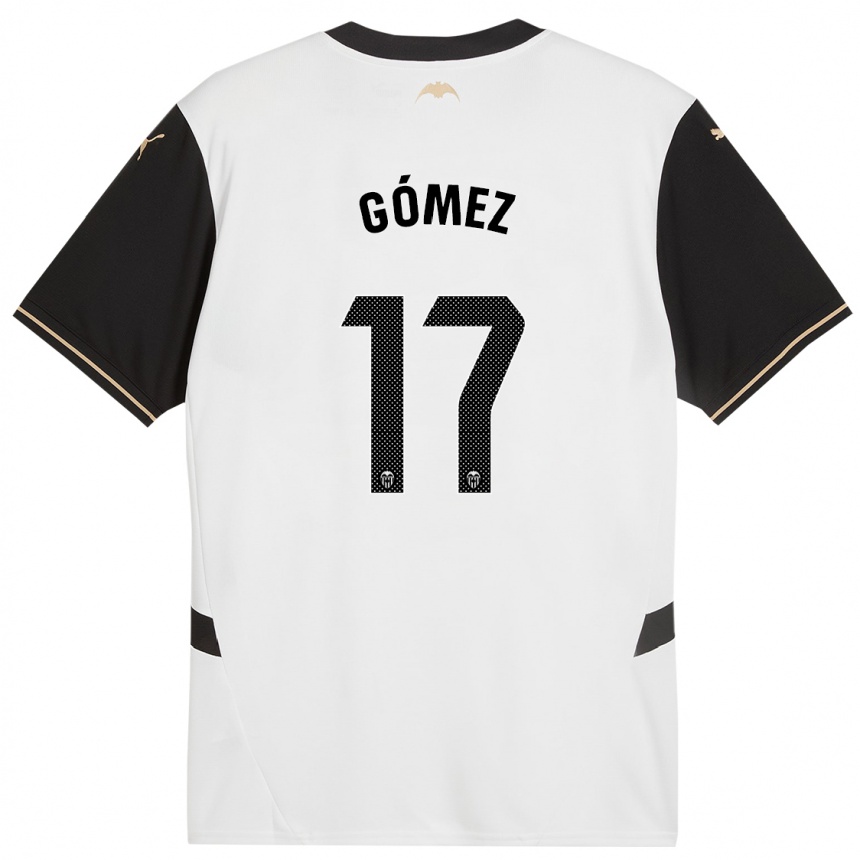 Kids Football Dani Gómez #17 White Black Home Jersey 2024/25 T-Shirt Canada