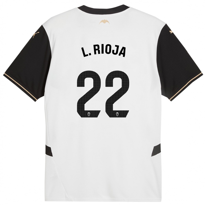 Kids Football Luis Rioja #22 White Black Home Jersey 2024/25 T-Shirt Canada