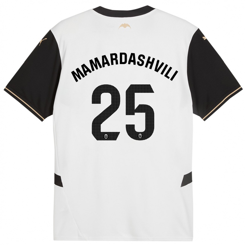 Enfant Football Maillot Giorgi Mamardashvili #25 Blanc Noir Tenues Domicile 2024/25 Canada