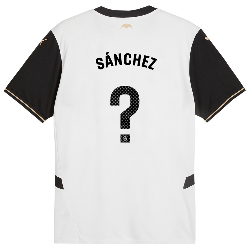 Kids Football Dani Sánchez #0 White Black Home Jersey 2024/25 T-Shirt Canada