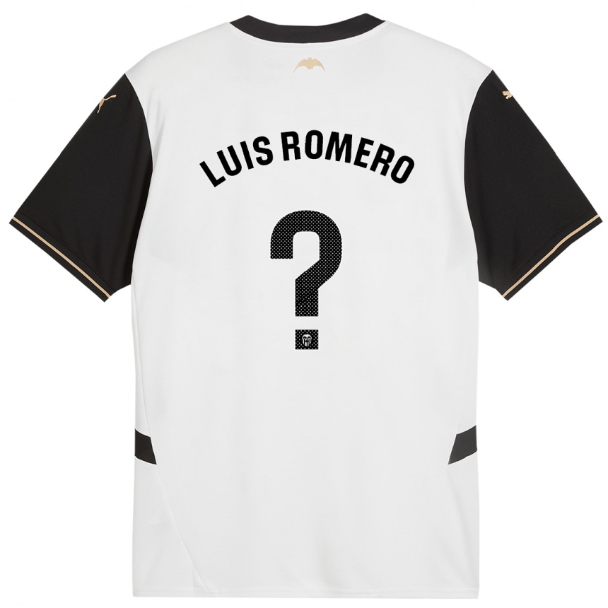 Kids Football Luis Romero #0 White Black Home Jersey 2024/25 T-Shirt Canada