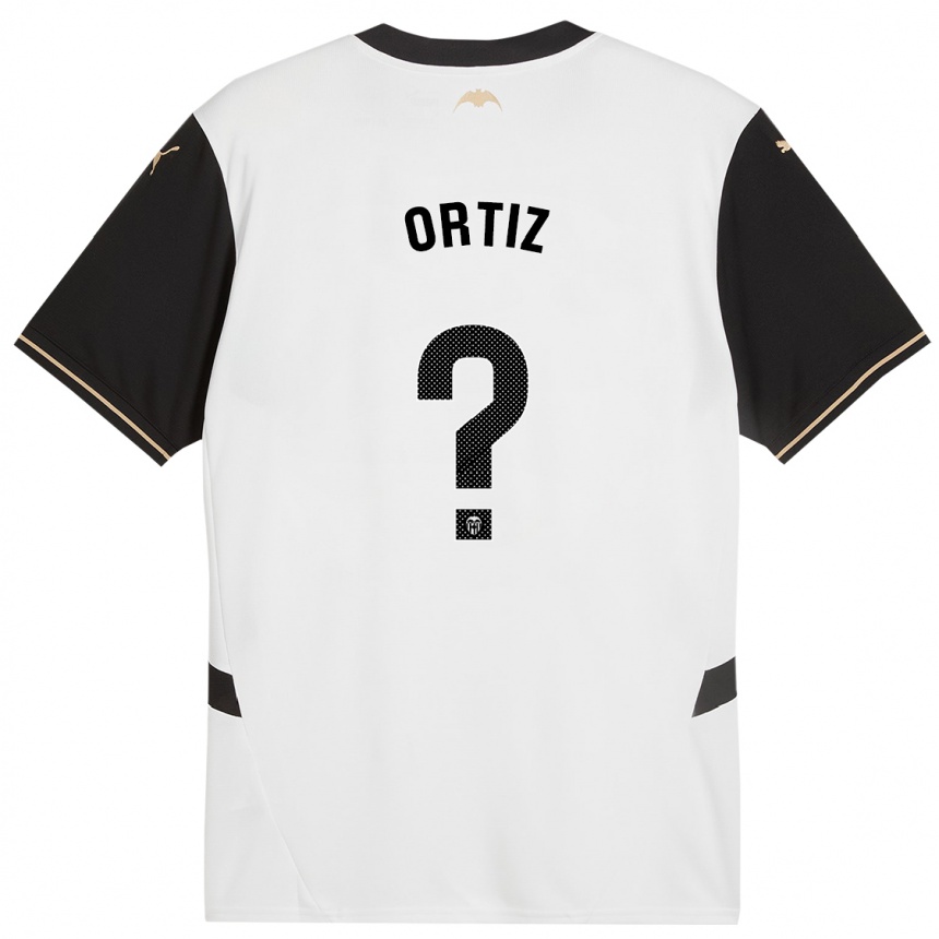 Kids Football Pablo Ortiz #0 White Black Home Jersey 2024/25 T-Shirt Canada