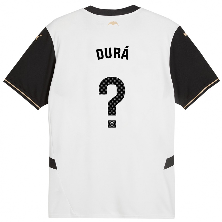 Kids Football Jaume Durá #0 White Black Home Jersey 2024/25 T-Shirt Canada