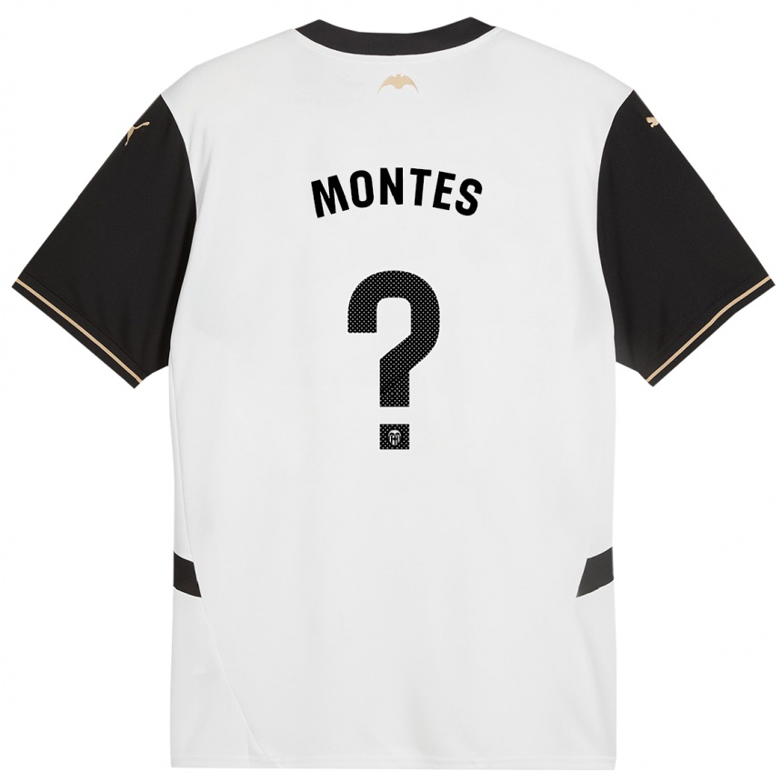 Kids Football Jan Montes #0 White Black Home Jersey 2024/25 T-Shirt Canada