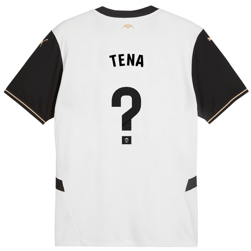 Kids Football Javier Tena #0 White Black Home Jersey 2024/25 T-Shirt Canada