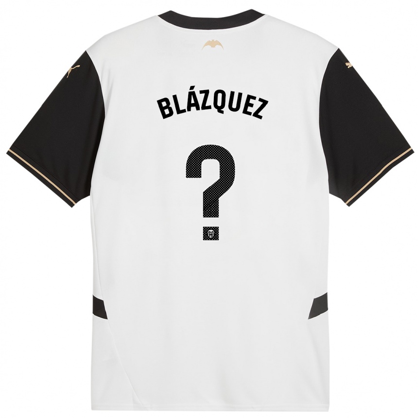 Kids Football Aimar Blázquez #0 White Black Home Jersey 2024/25 T-Shirt Canada