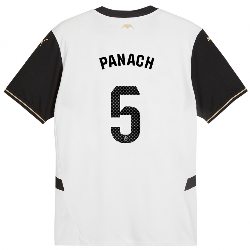 Kids Football Alejandro Panach #5 White Black Home Jersey 2024/25 T-Shirt Canada