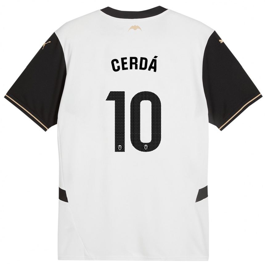 Kids Football Alex Cerdá #10 White Black Home Jersey 2024/25 T-Shirt Canada