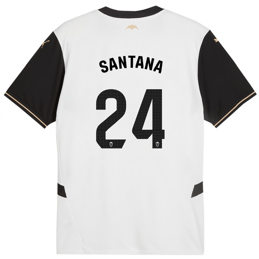 Kids Football Ismael Santana #24 White Black Home Jersey 2024/25 T-Shirt Canada