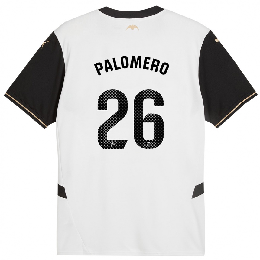 Kids Football Marc Palomero #26 White Black Home Jersey 2024/25 T-Shirt Canada