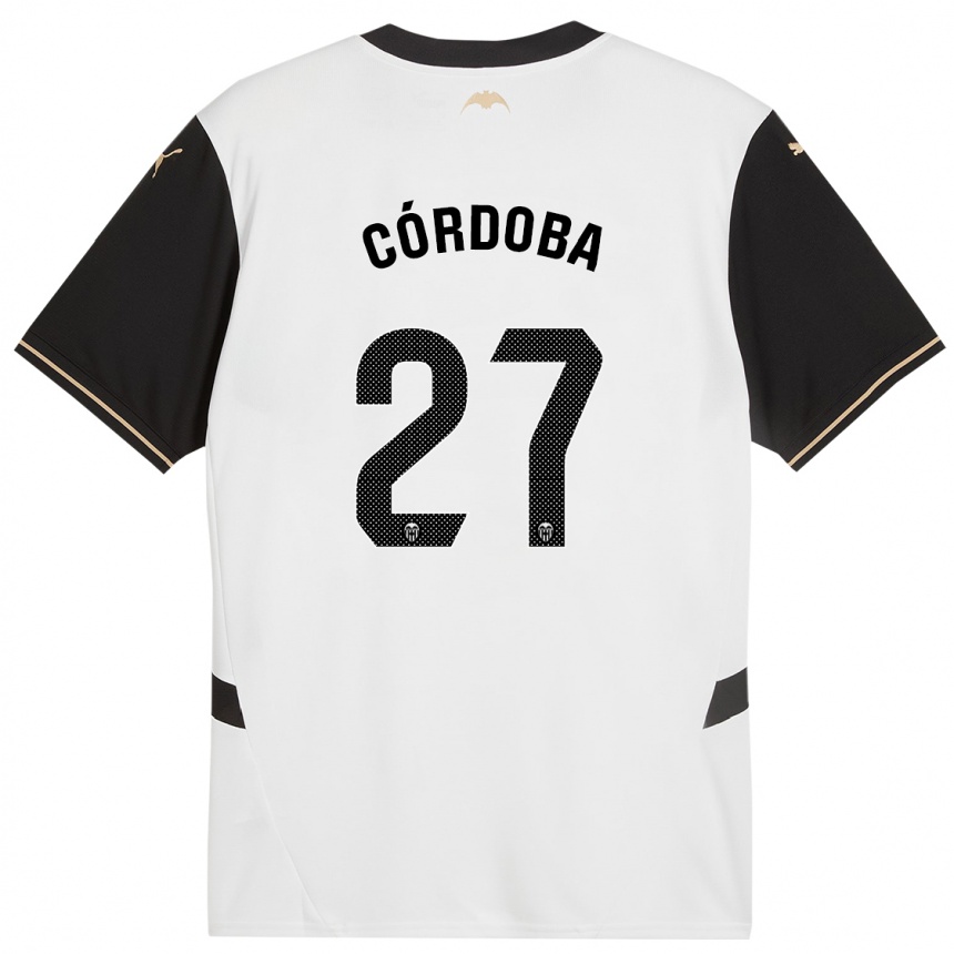 Kids Football Iker Córdoba #27 White Black Home Jersey 2024/25 T-Shirt Canada