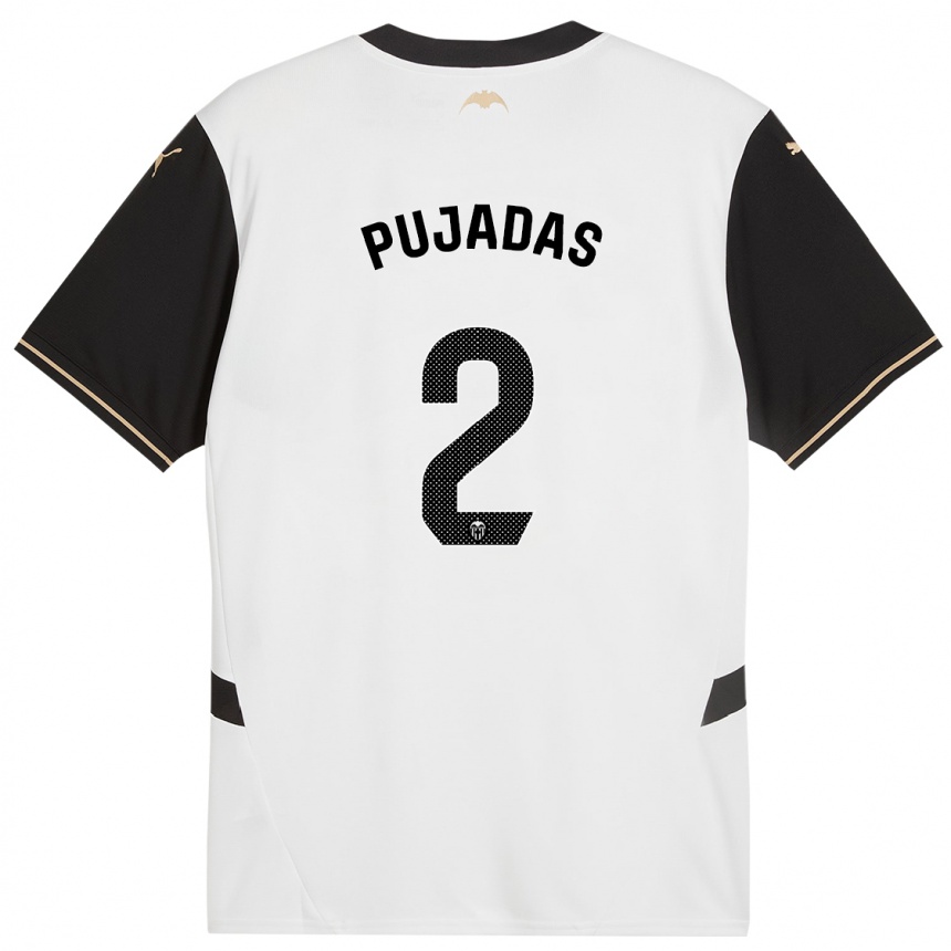 Kids Football Berta Pujadas #2 White Black Home Jersey 2024/25 T-Shirt Canada