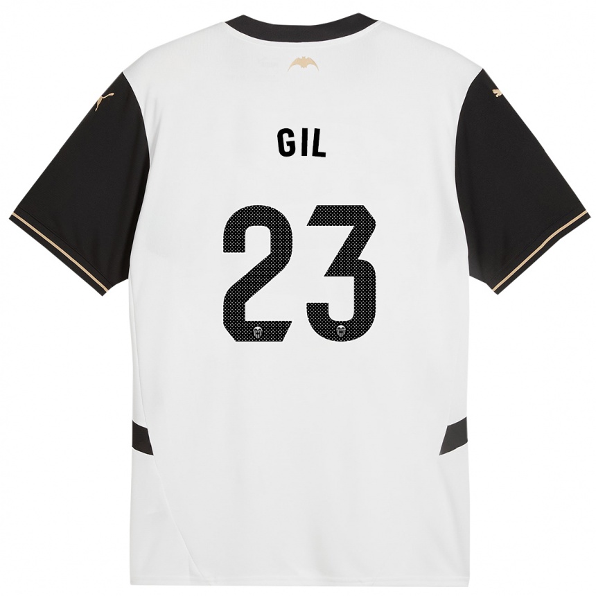 Kids Football Elena Gil #23 White Black Home Jersey 2024/25 T-Shirt Canada