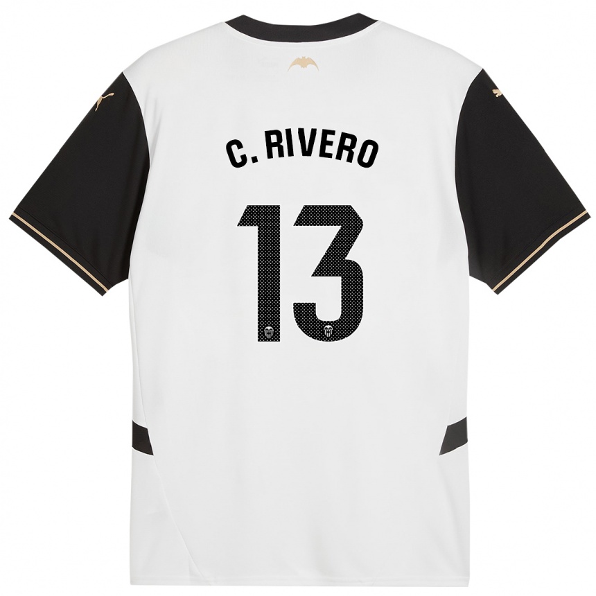 Kids Football Cristian Rivero #13 White Black Home Jersey 2024/25 T-Shirt Canada