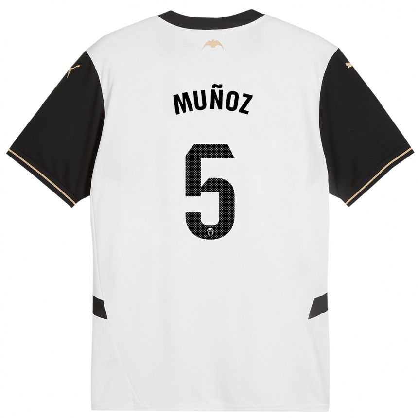 Kids Football Iván Muñoz #5 White Black Home Jersey 2024/25 T-Shirt Canada