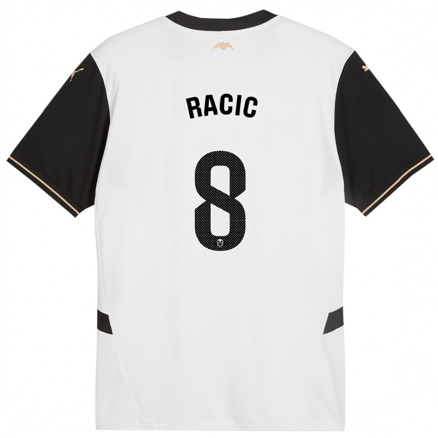 Enfant Football Maillot Uros Racic #8 Blanc Noir Tenues Domicile 2024/25 Canada