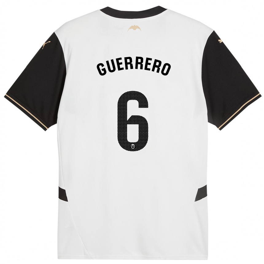 Kids Football Paula Guerrero #6 White Black Home Jersey 2024/25 T-Shirt Canada