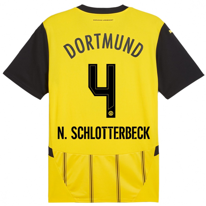 Enfant Football Maillot Nico Schlotterbeck #4 Jaune Noir Tenues Domicile 2024/25 Canada