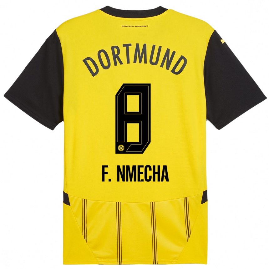 Kids Football Felix Nmecha #8 Yellow Black Home Jersey 2024/25 T-Shirt Canada