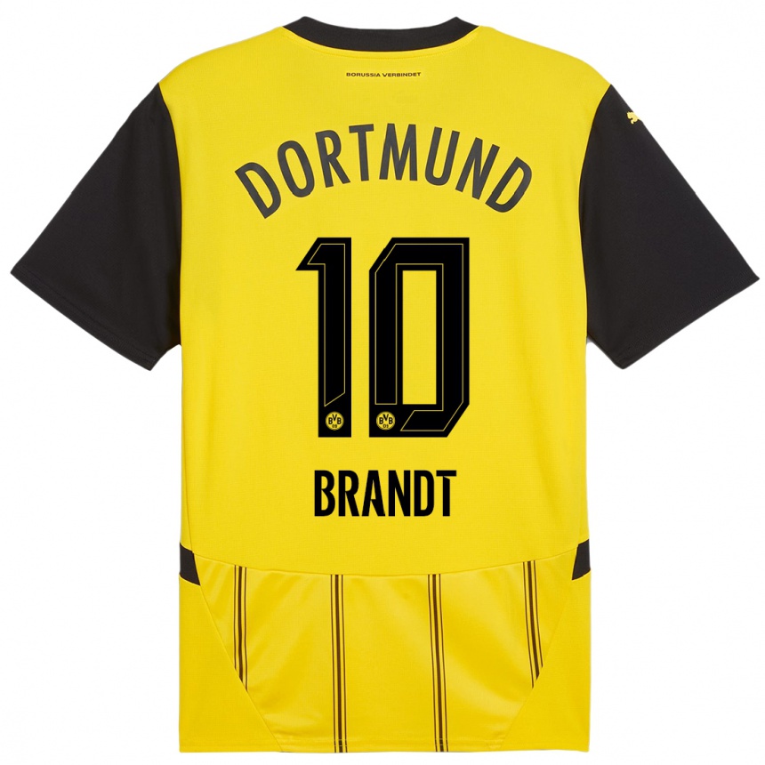 Enfant Football Maillot Julian Brandt #10 Jaune Noir Tenues Domicile 2024/25 Canada