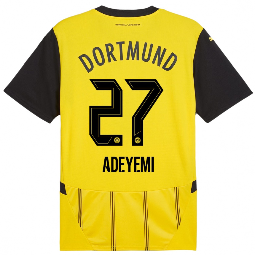 Kids Football Karim Adeyemi #27 Yellow Black Home Jersey 2024/25 T-Shirt Canada