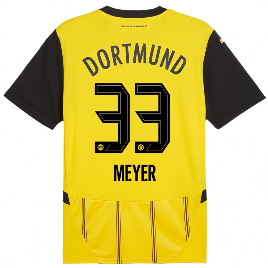 Kids Football Alexander Meyer #33 Yellow Black Home Jersey 2024/25 T-Shirt Canada