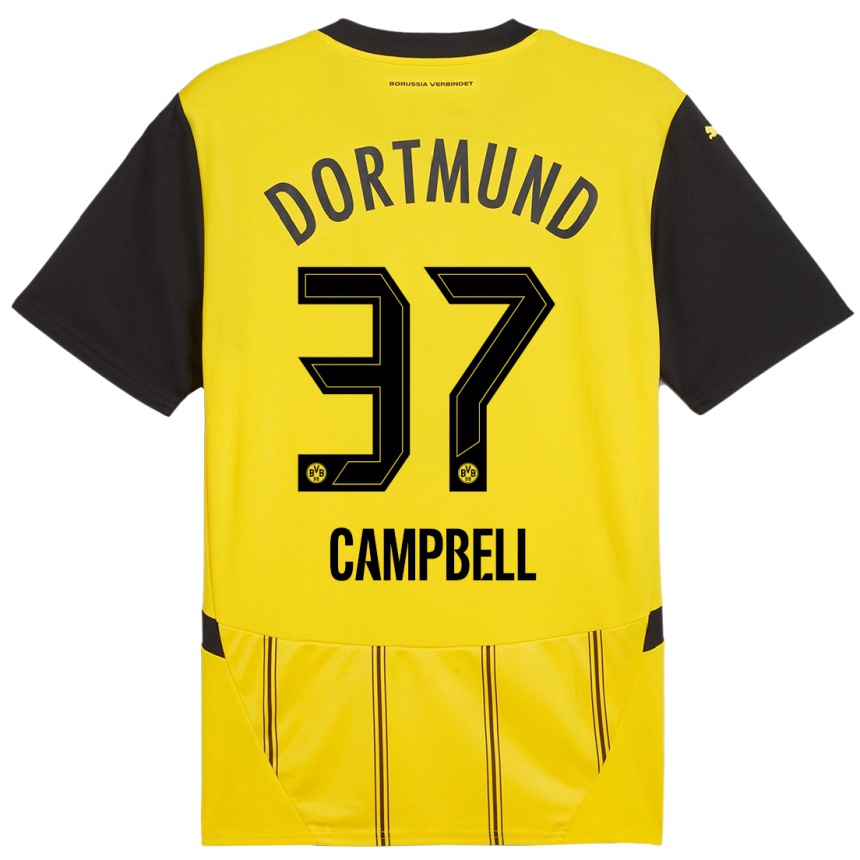 Enfant Football Maillot Cole Campbell #37 Jaune Noir Tenues Domicile 2024/25 Canada