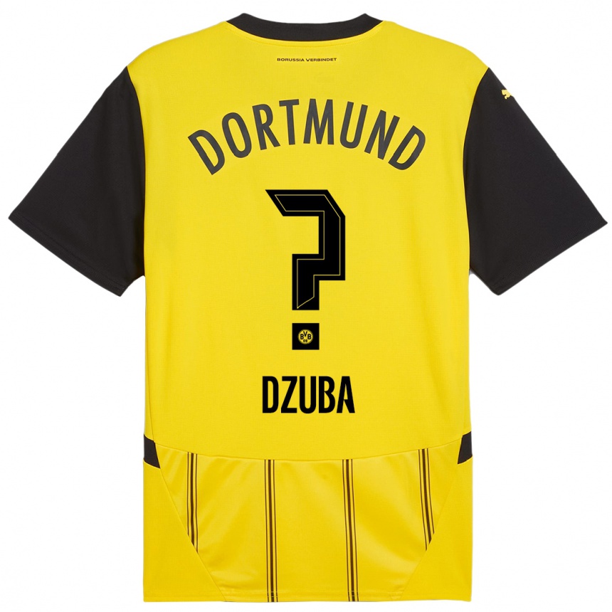 Kids Football Fabian Dzuba #0 Yellow Black Home Jersey 2024/25 T-Shirt Canada