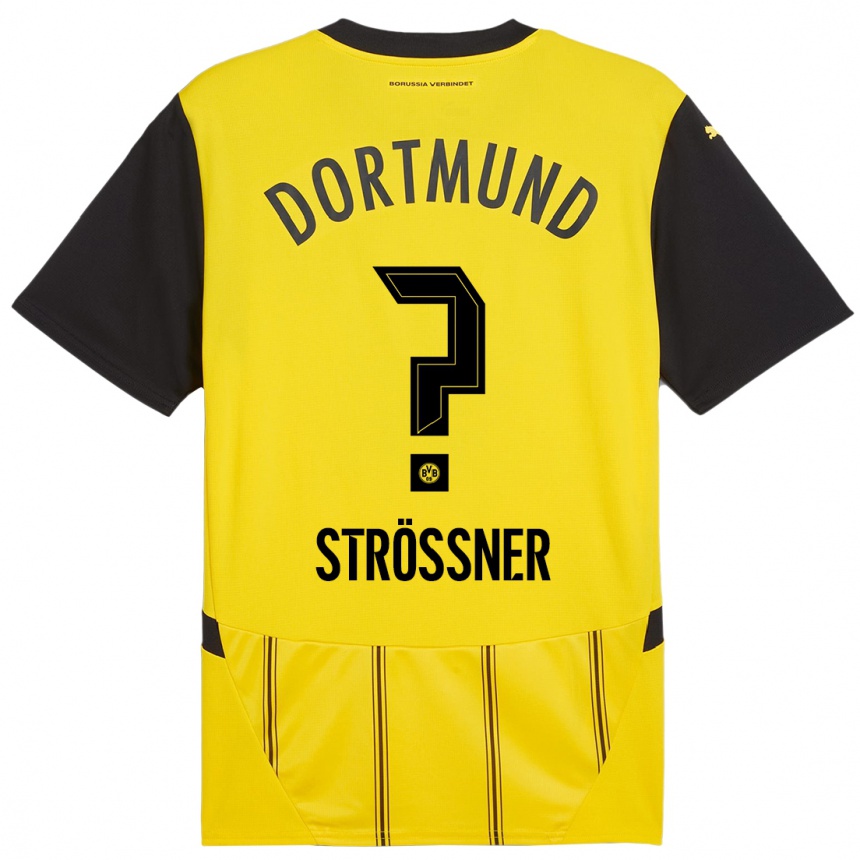 Kids Football Lenni Strößner #0 Yellow Black Home Jersey 2024/25 T-Shirt Canada