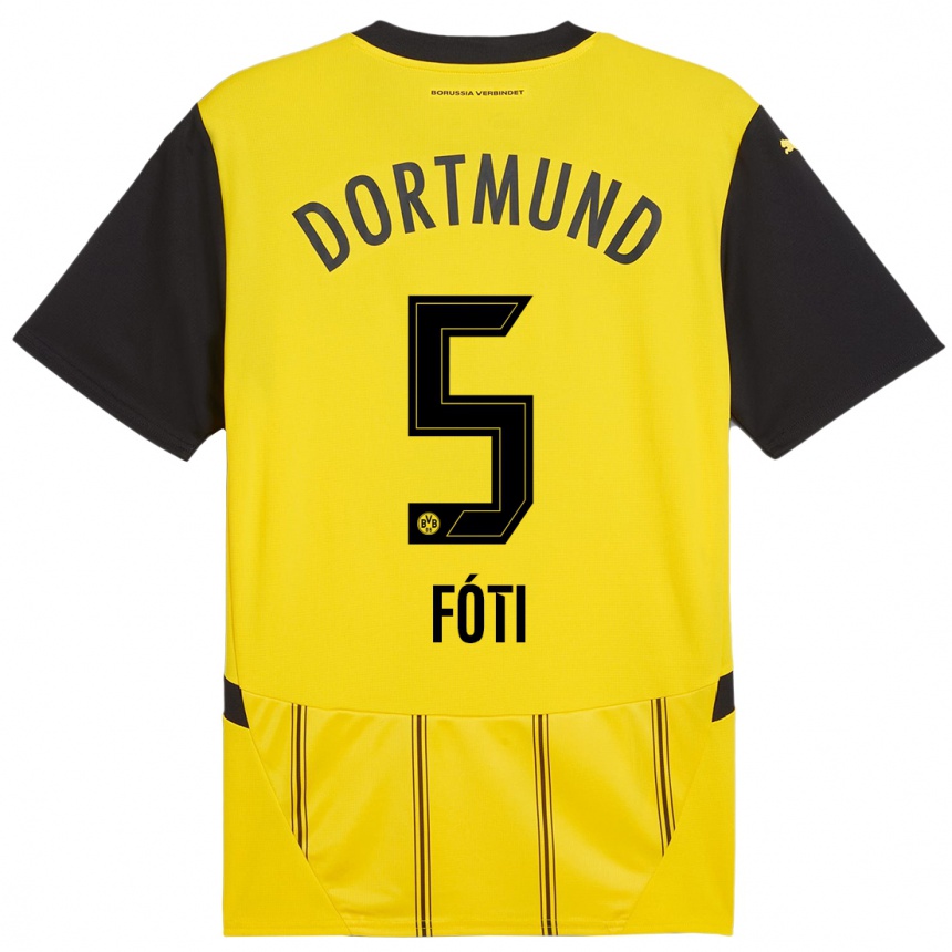 Enfant Football Maillot António Fóti #5 Jaune Noir Tenues Domicile 2024/25 Canada